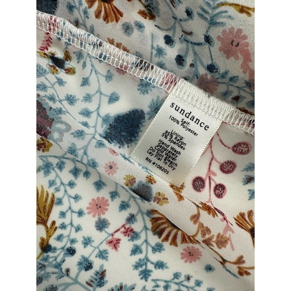 Sundance High Neck Floral Printed Celina Blouse Tiered Ruffle Semi Sheer Size S - Picture 7 of 7